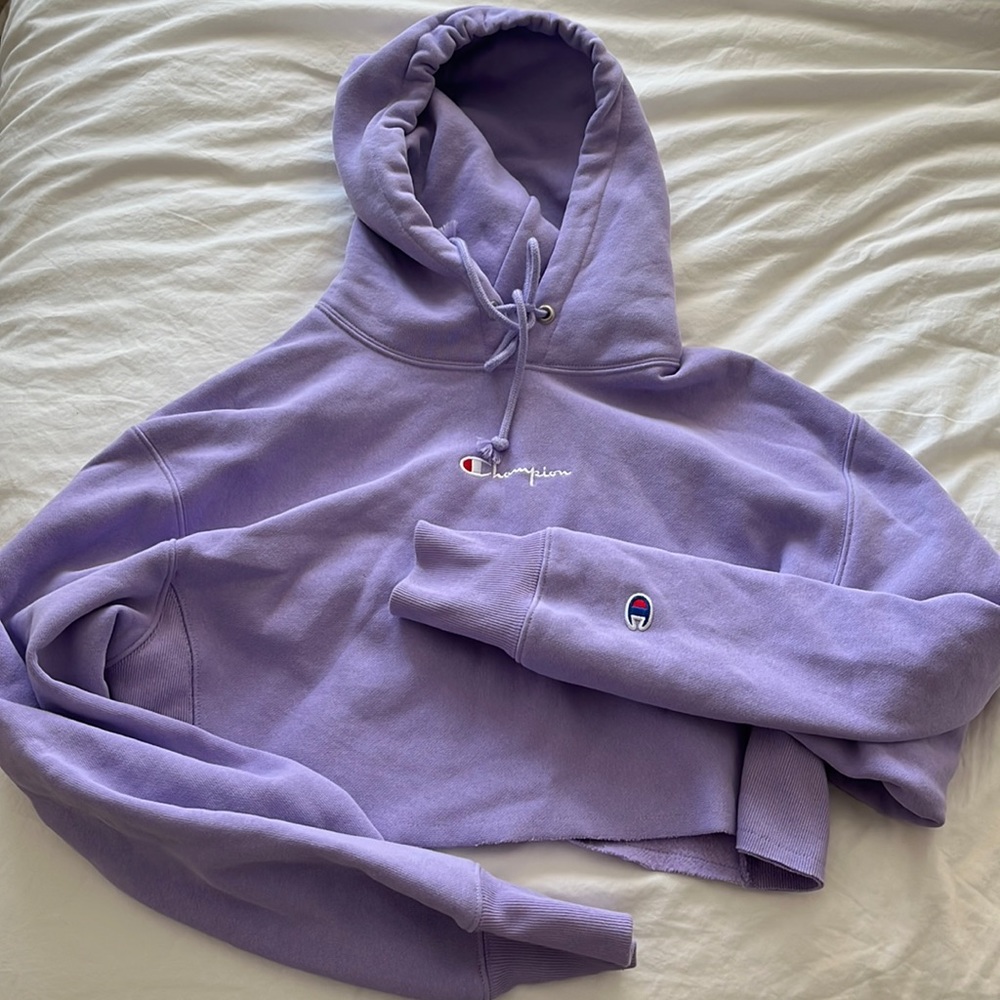 Champion cropped hooded sweatshirt - size S - light purple